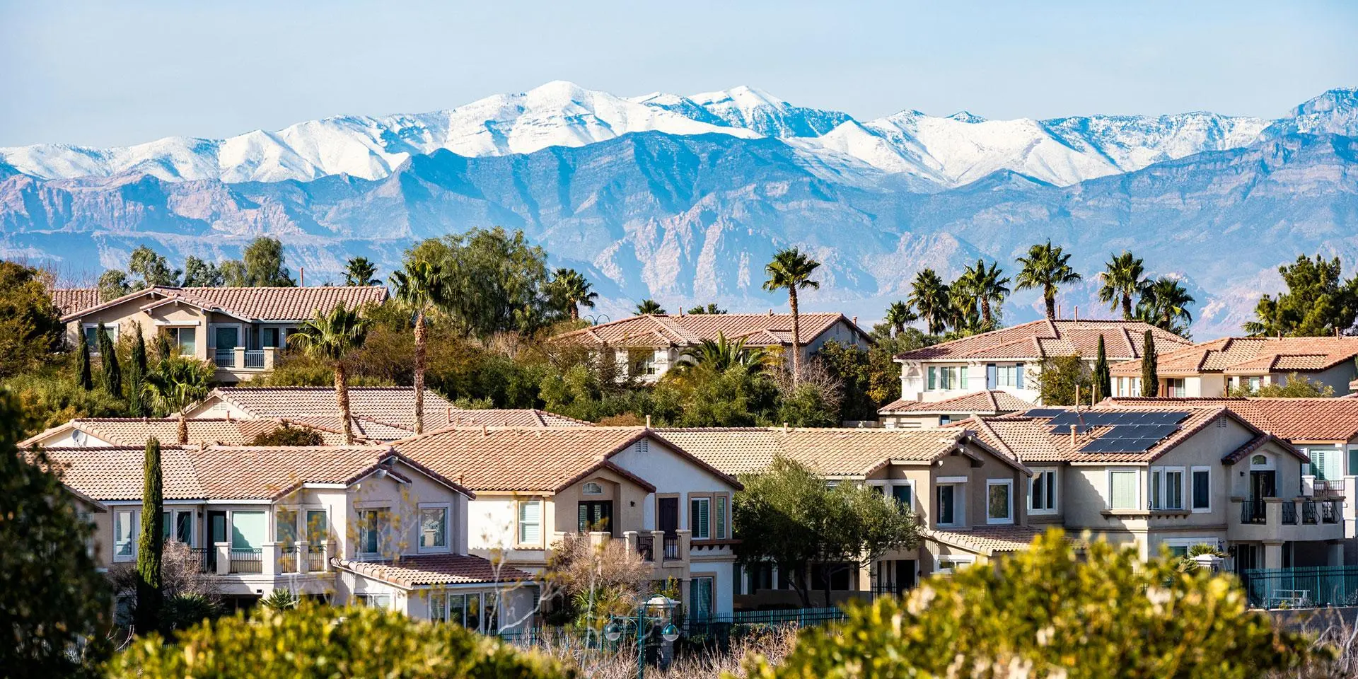 New construction homes streetscape in a Las Vegas area community