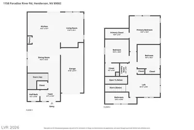 1158 Paradise River Road, Henderson, NV 89002 Floor Plan