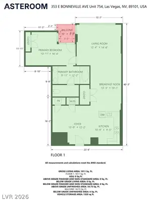 353 East Bonneville Avenue 754, Las Vegas, NV 89101 Floor Plan