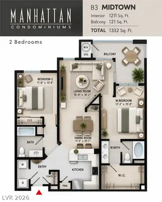 56 East Serene Avenue 311, Las Vegas, NV 89123 Floor Plan