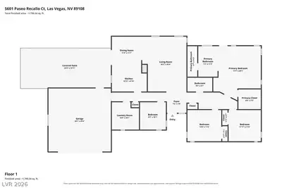 5601 Paseo Recallo Court, Las Vegas, NV 89108 Floor Plan