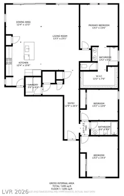1460 Ridgemont Lane, Mesquite, NV 89027 Floor Plan