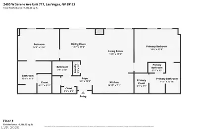 2405 West Serene Avenue 717, Las Vegas, NV 89123 Floor Plan