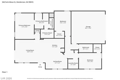 504 Fork Mesa Court, Henderson, NV 89015 Floor Plan
